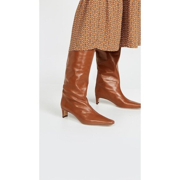 Staud Wally Knee High Leather Boots Tan Brown Womens Size 36 - Picture 1 of 13